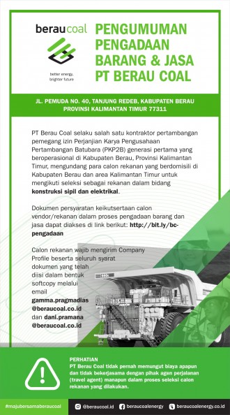 Pengumuman Pengadaan Barang & Jasa PT Berau Coal